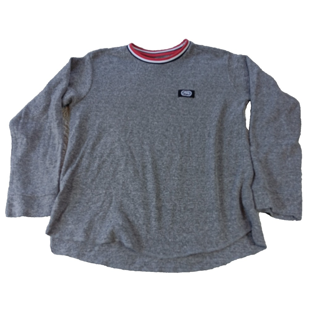 Ecko‎ Unltd Thermal T Shirt Mens Med Heather Gray Waffle Knit Long Sleeve Rhino
